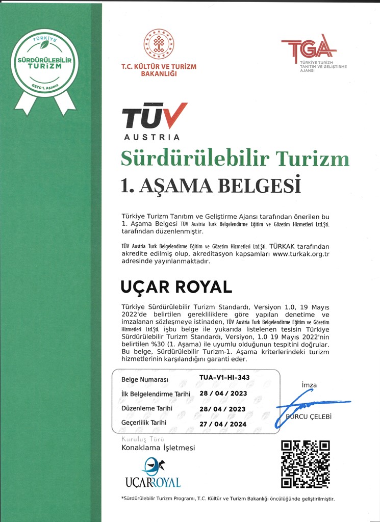 SÜRDÜRÜLEBİLİR TURİZM BELGESİ